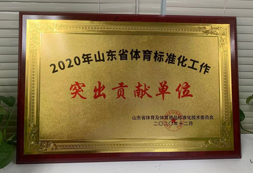 恭喜九游娱乐Nineame官方网站體育榮獲山東省體育及體育用品標準化技術(shù)委員會授予“突出貢獻單位”榮譽稱號